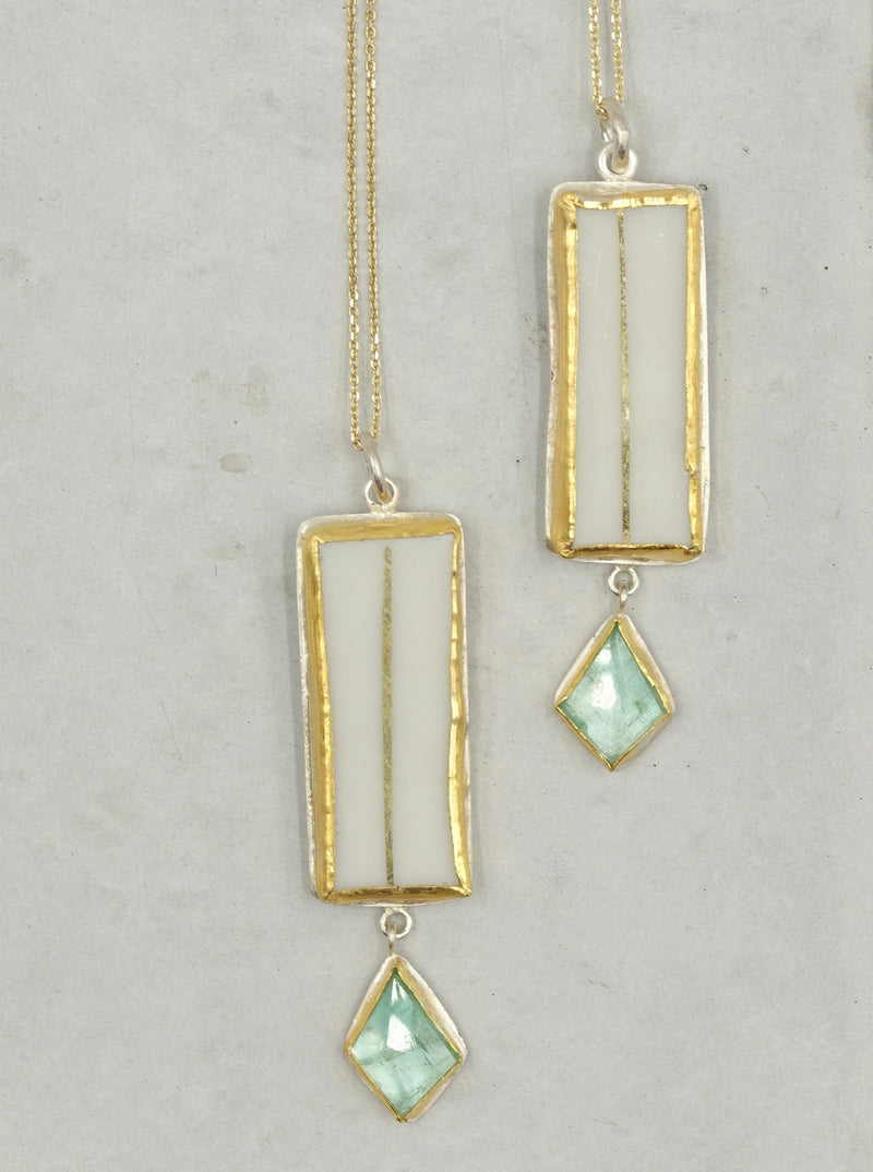 Anhänger 925/-Silber Feingold Porzellan Smaragd