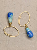 Creolen. 750/-Gold Malachit-Azurit