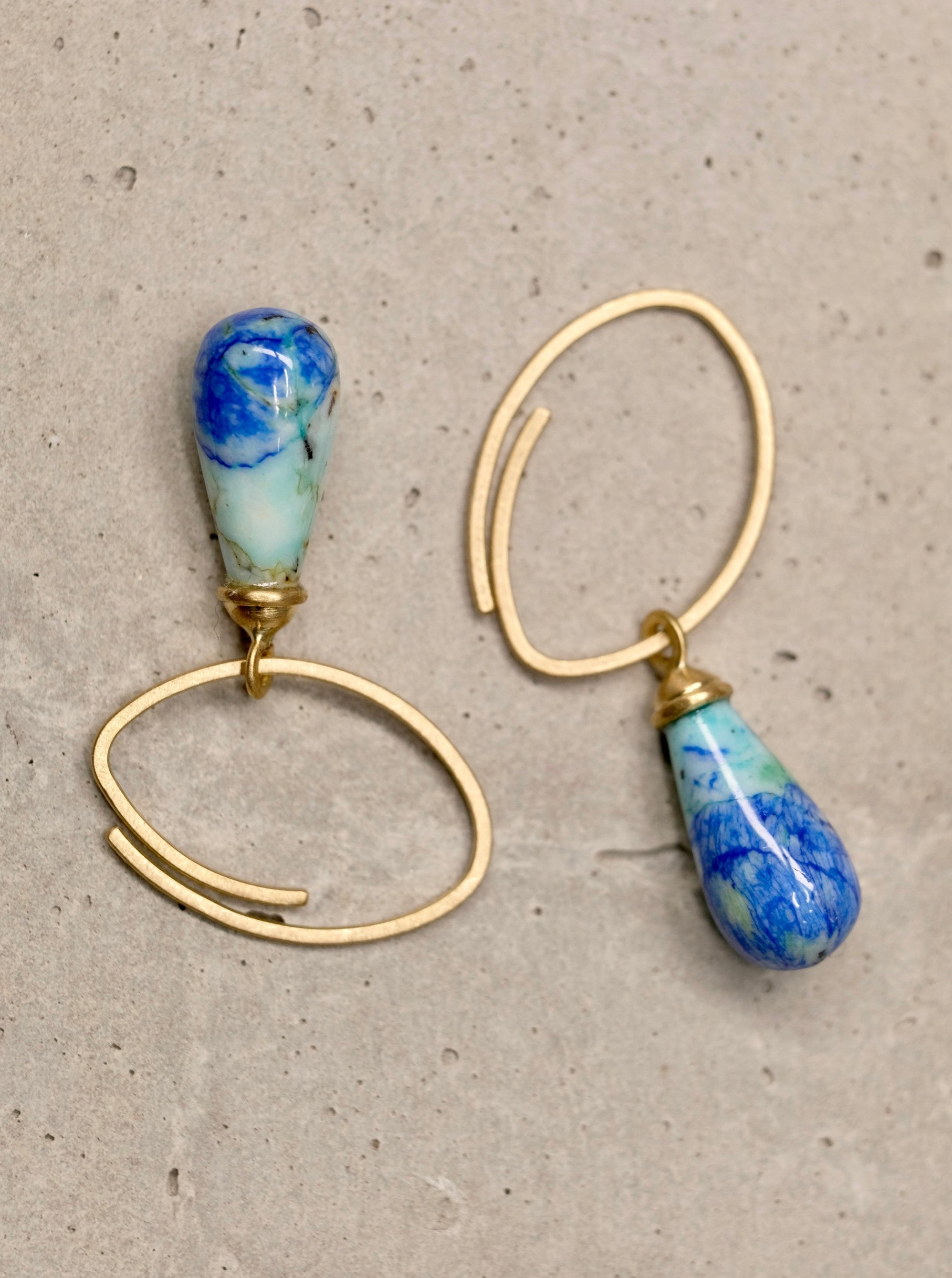 Creolen. 750/-Gold Malachit-Azurit
