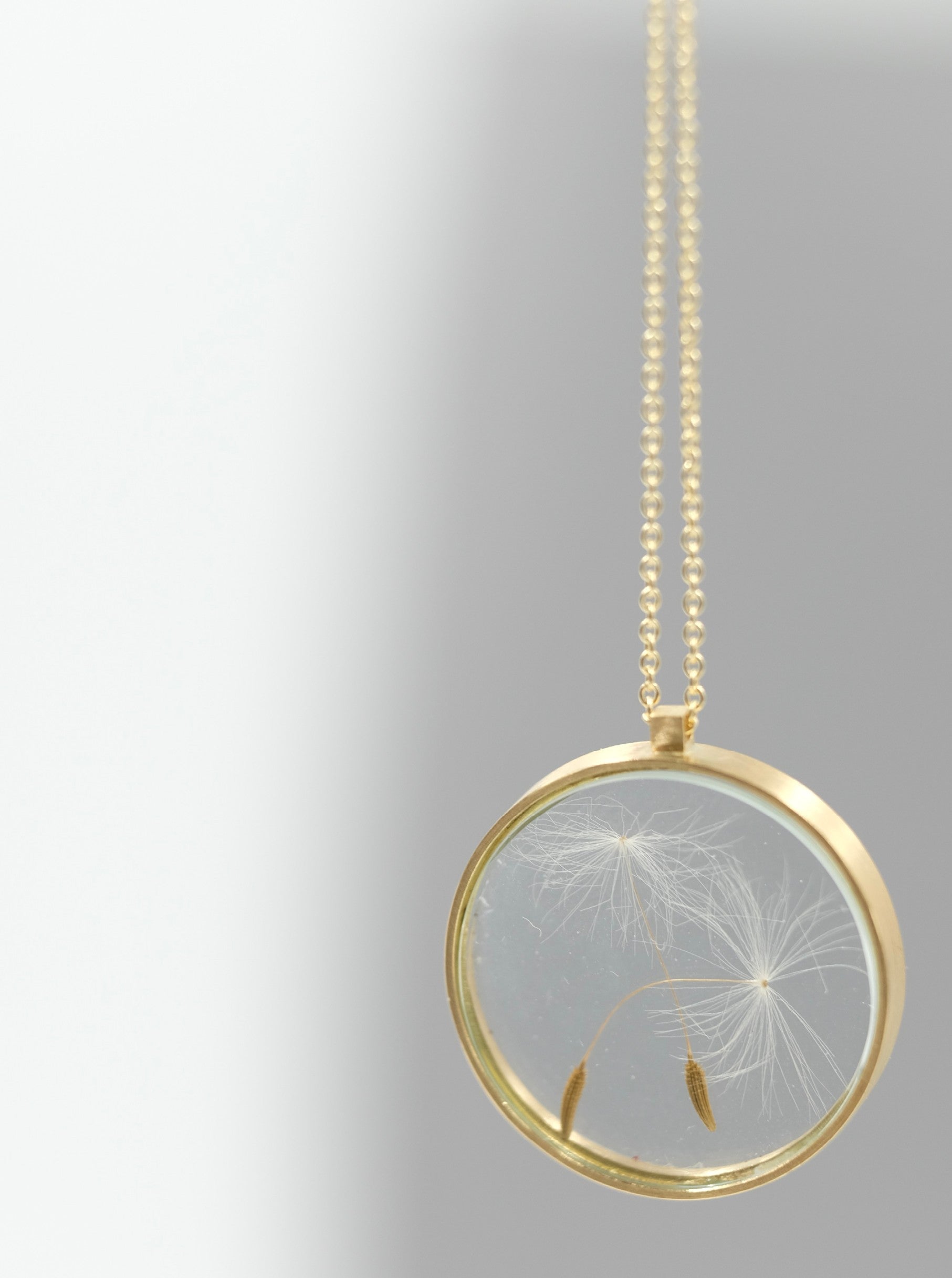 Glasmedaillon 750/-Gold mit Pusteblume