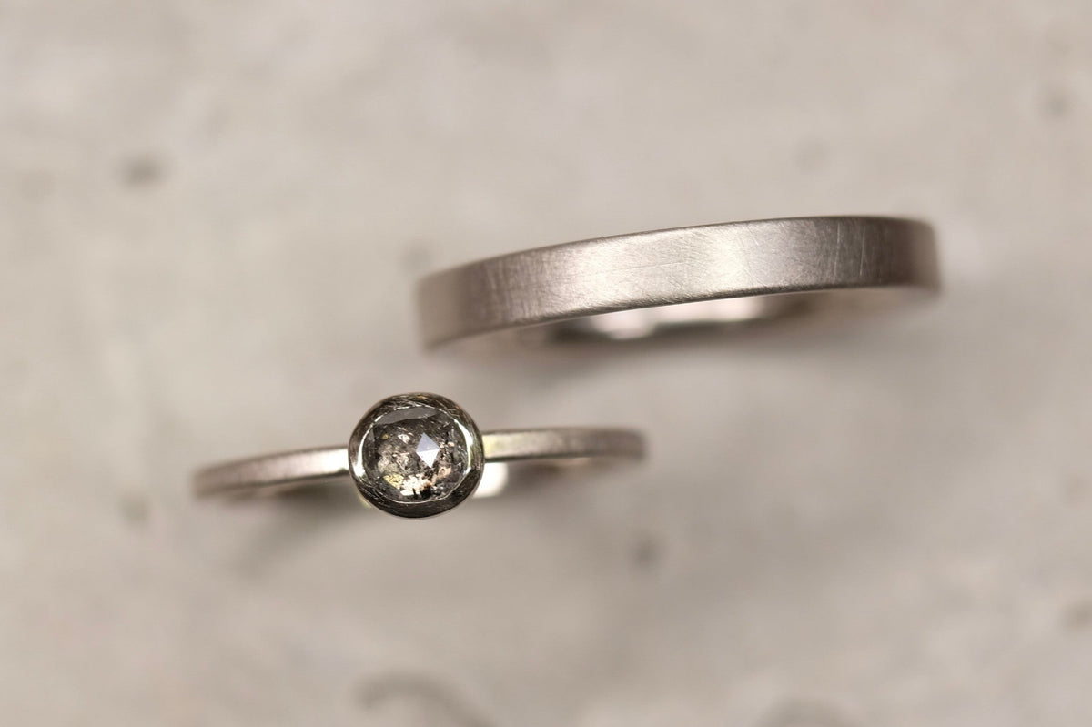 Trauringe 585/-Weißgold Diamantrose