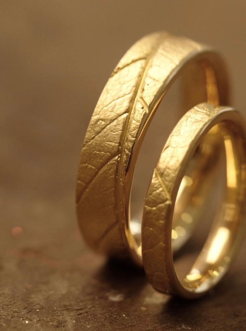 Trauringe 750/-Gold Abdruck Blatt